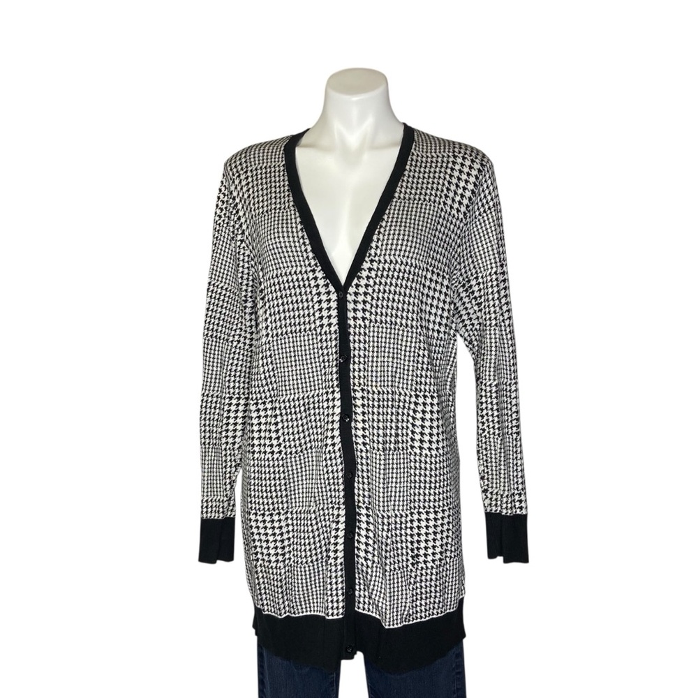 TORRID Houndstooth Cardigan Sweater V Neck Long Sleeve Button Up Size 1